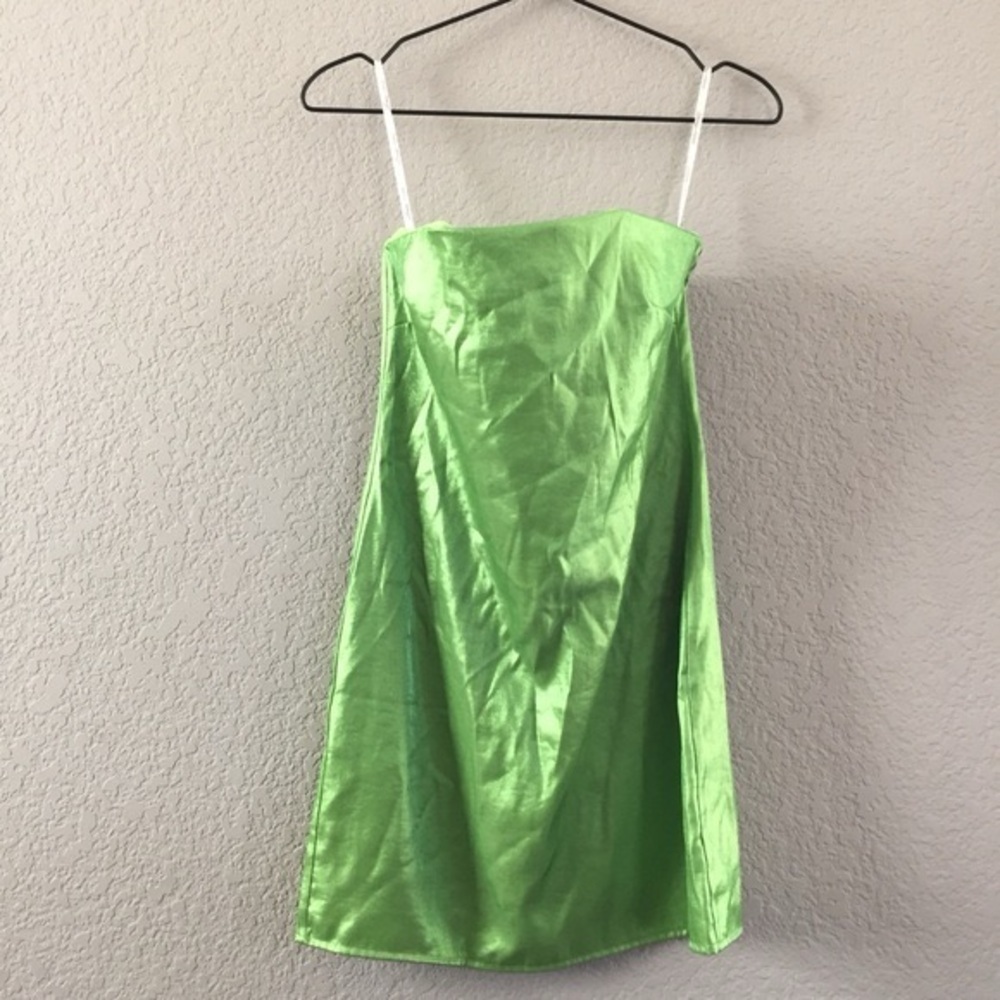 Revolve Lovers + Friends Green Shimmer Strapless Dress Size Medium EUC